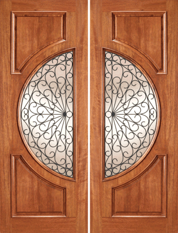 Mahogany Double Exterior Fiberglass Door IR-745 Standard