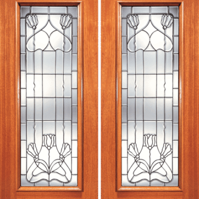 Mahogany Double Exterior Fiberglass Door J-Series