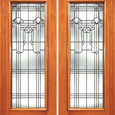Mahogany Double Exterior Fiberglass Door Q-Series