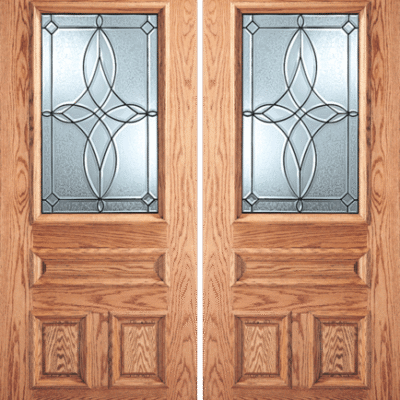 Mahogany Double Exterior Fiberglass Door T-Charleston