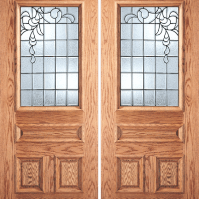 Mahogany Double Exterior Fiberglass Door V-Savannah