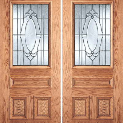 Mahogany Double Exterior Fiberglass Door W-Nantucket